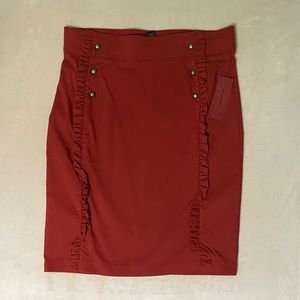 Lava-Colored Love Scarlett Skirt with Ruffles and Buttons